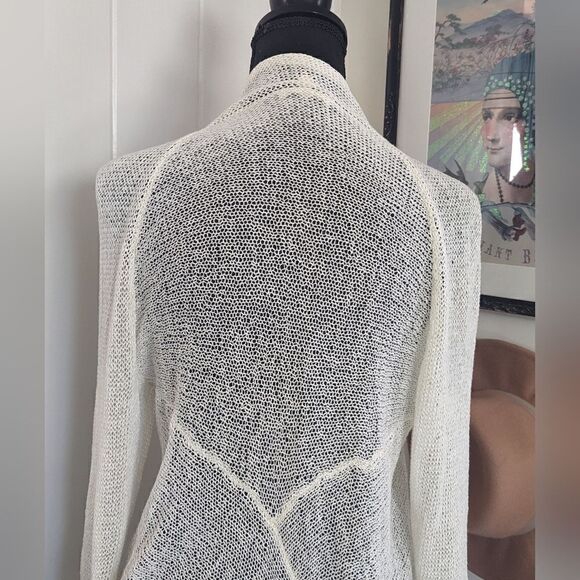 Eileen Fisher White Linen Knit Open Weave sz MD EUC - Picture 7 of 9